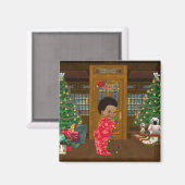 Afro-Amerikaanse kerstmagneet Magneet (Voorkant / Achterkant)