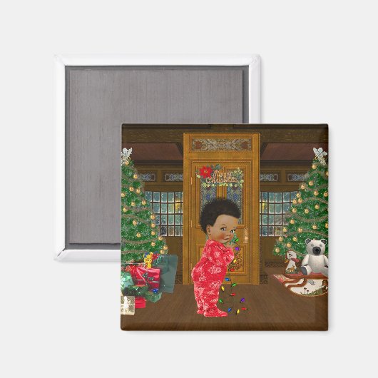 Afro-Amerikaanse kerstmagneet Magneet (Voorkant / Achterkant)