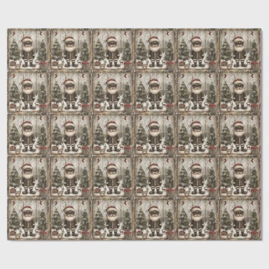 Afro-Amerikaanse Kerstman bos Kerstmis Cadeaupapier (Vlak)