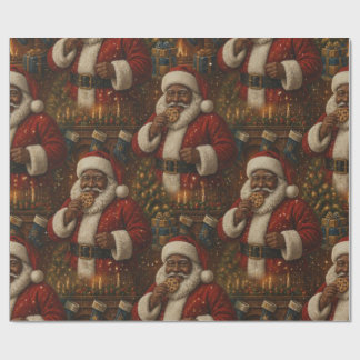 Afro-Amerikaanse Kerstman Cookies Gezellige Kerst Cadeaupapier