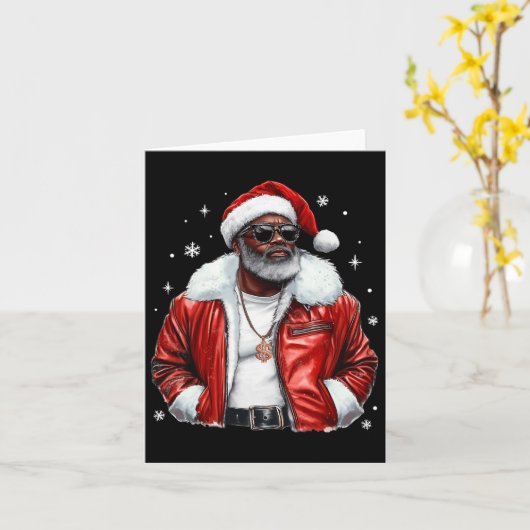 Afro-Amerikaanse Kerstman Cool Black Afro K Kaart (Gele Bloem)