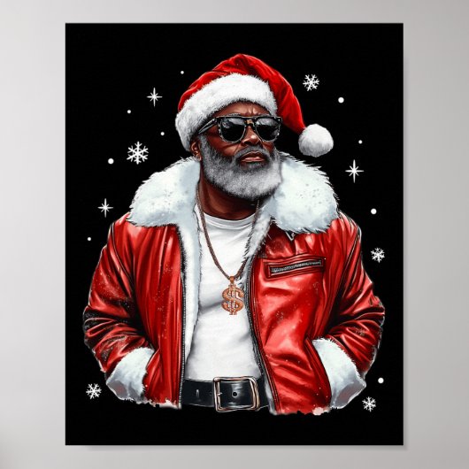 Afro-Amerikaanse Kerstman Cool Black Afro K Poster (Voorkant)