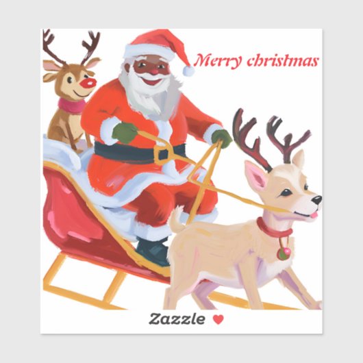 Afro-Amerikaanse Kerstman en vrienden Sticker (Vel)