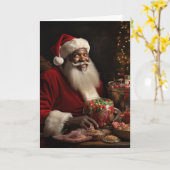 Afro-Amerikaanse Kerstman Groet Kaart (Gele Bloem)