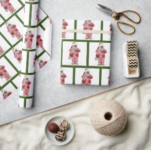 Afro-Amerikaanse Kerstman in PJ's kerstcadeau Cadeaupapier