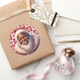 Afro-Amerikaanse kerstman Jolly, Ronde Sticker