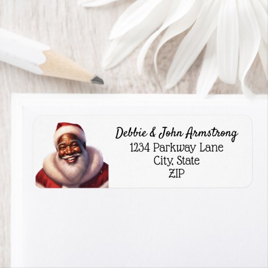 Afro-Amerikaanse kerstman Jolly Santa Claus Etiket (Insitu)