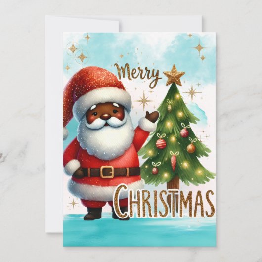 Afro-Amerikaanse kerstman Kaart (Voorkant)