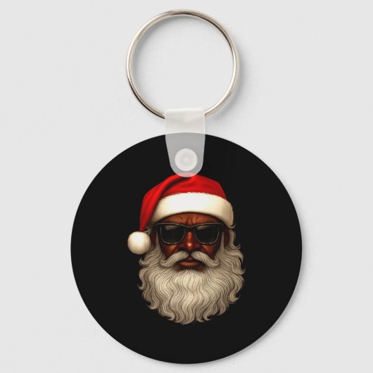 Afro-Amerikaanse Kerstman Kerst Pyjama Cool Zwart Sleutelhanger (Voorkant)