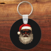 Afro-Amerikaanse Kerstman Kerst Pyjama Cool Zwart Sleutelhanger (Voorkant)
