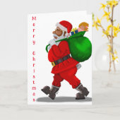 Afro-Amerikaanse Kerstman Kerstgroetkaart Kaart (Gele Bloem)