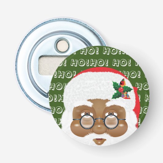 Afro-Amerikaanse kerstman Kerstvakantie Button Flesopener (Voorkant)
