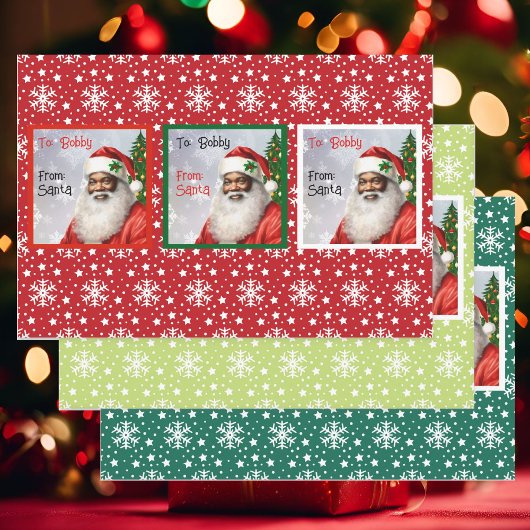 Afro-Amerikaanse Kerstman Kinderen toevoegen Custo Inpakpapier Vel