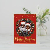 Afro-Amerikaanse kerstman & mevrouw Claus Folie Feestdagen Briefkaart (Staand Voorkant)