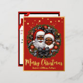 Afro-Amerikaanse kerstman & mevrouw Claus Folie Feestdagen Briefkaart (Voorkant / Achterkant)