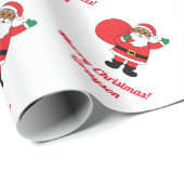 Afro-Amerikaanse Kerstman Prettig Kerstfeest Wit Cadeaupapier (Rol Hoek)