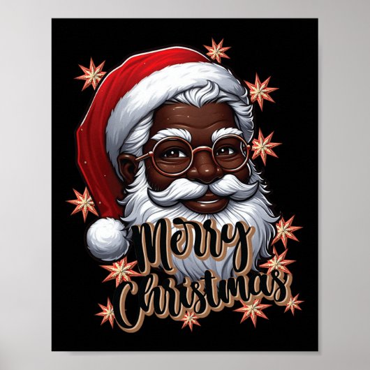 Afro-Amerikaanse Kerstman Pyjama Black X-ma Poster (Voorkant)
