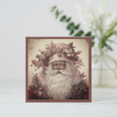 Afro-Amerikaanse Kerstman, Rococo Rode & Bloemhoed Feestdagenkaart (Staand voorkant)