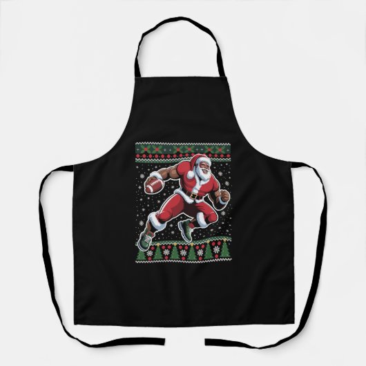 Afro-Amerikaanse Kerstman Voetbal Verschrikkelijke Schort (Voorkant)