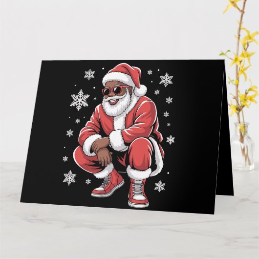 Afro-Amerikaanse Kerstmis Pyjama Kerstmis Afro Ker Kaart (Gele Bloem)