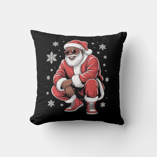 Afro-Amerikaanse Kerstmis Pyjama Kerstmis Afro Ker Kussen (Voorkant)