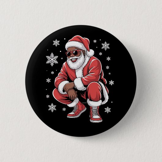 Afro-Amerikaanse Kerstmis Pyjama Kerstmis Afro Ker Ronde Button 5,7 Cm (Voorkant)
