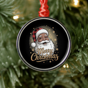 Afro-Amerikaanse Kerstmis Pyjama's Sinterklaas Metalen Ornament