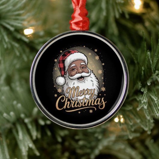 Afro-Amerikaanse Kerstmis Pyjama's Sinterklaas Metalen Ornament (Boom)