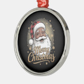 Afro-Amerikaanse Kerstmis Pyjama's Sinterklaas Metalen Ornament (Links)
