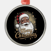 Afro-Amerikaanse Kerstmis Pyjama's Sinterklaas Metalen Ornament (Voorkant)