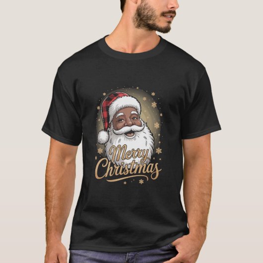 Afro-Amerikaanse Kerstmis Pyjama's Sinterklaas T-shirt (Voorkant)