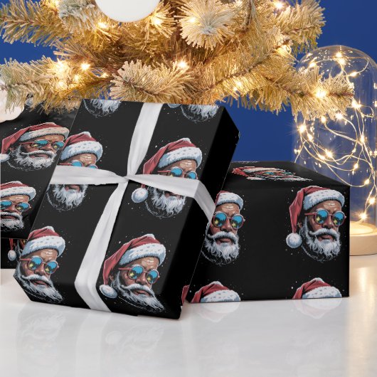 Afro-Amerikaanse Kerstpyjama Kerstmis Afro Santa Cadeaupapier (Feestdagen)