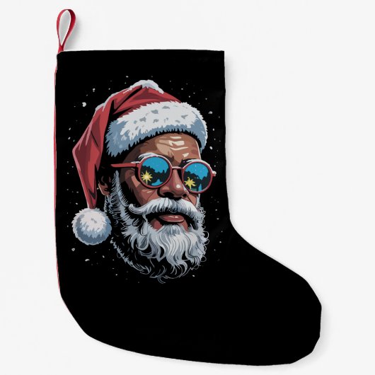 Afro-Amerikaanse Kerstpyjama Kerstmis Afro Santa Kleine Kerstsok (Voorkant)