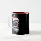 Afro-Amerikaanse Kerstpyjama Kerstmis Afro Santa Tweekleurige Koffiemok (Voorkant links)