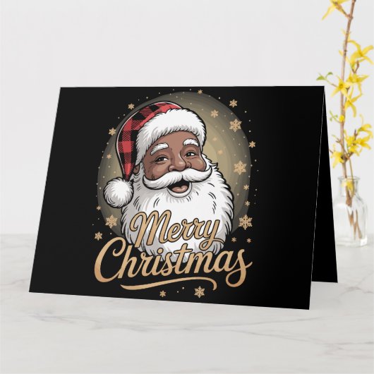 Afro-Amerikaanse kerstpyjama Santa Claus Kaart (Gele Bloem)