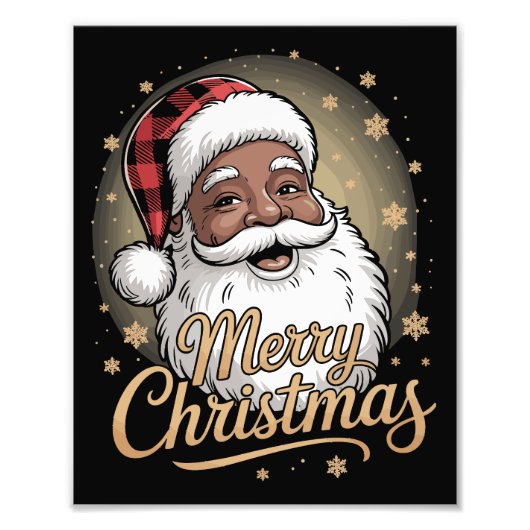 Afro-Amerikaanse kerstpyjama's Sinterklaas  Foto Afdruk (Voorkant)