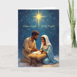 Afro-Amerikaanse Kerststal Stille Nacht Kaart