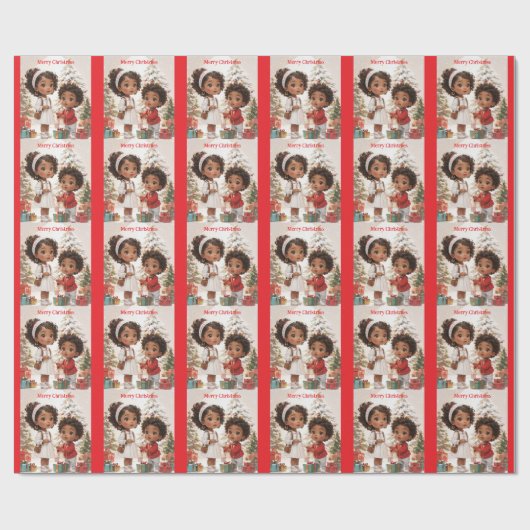 Afro-Amerikaanse Kinder vrolijke kerst Cadeaupapier (Vlak)