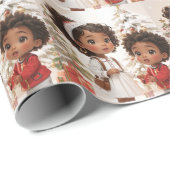 Afro-Amerikaanse Kinder vrolijke kerst Cadeaupapier (Rol Hoek)