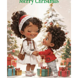 Afro-Amerikaanse Kinder vrolijke kerst Feestdagen Kaart