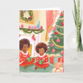 Afro-Amerikaanse kinderen die cadeaus openmaken Bedankkaart