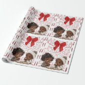 Afro-Amerikaanse Kinderen en kerstkoekjes Cadeaupapier (Uitgerold)
