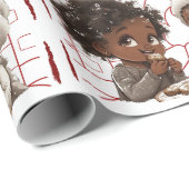 Afro-Amerikaanse Kinderen en kerstkoekjes Cadeaupapier (Rol Hoek)
