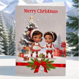 Afro-Amerikaanse kinderen kerstkaart Feestdagen Kaart