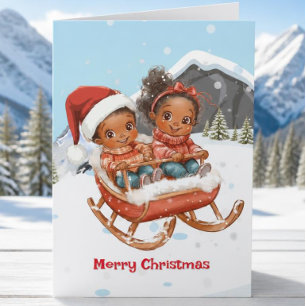 Afro-Amerikaanse Kinderen Kerstkaart Feestdagen Kaart