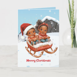Afro-Amerikaanse Kinderen Kerstkaart Feestdagen Kaart