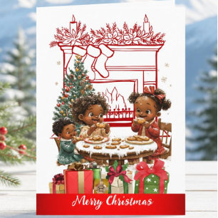 Afro-Amerikaanse Kinderen Kerstkaart Kaart