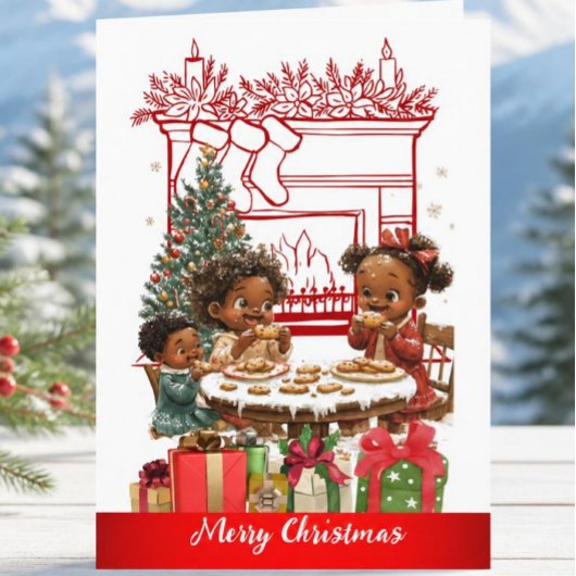 Afro-Amerikaanse Kinderen Kerstkaart Kaart