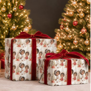 Afro-Amerikaanse kinderen prettig kerstfeest Cadeaupapier