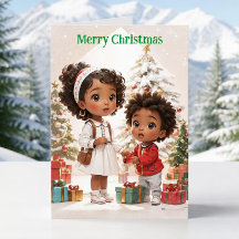 Afro-Amerikaanse Kinderen Prettig Kerstfeest
